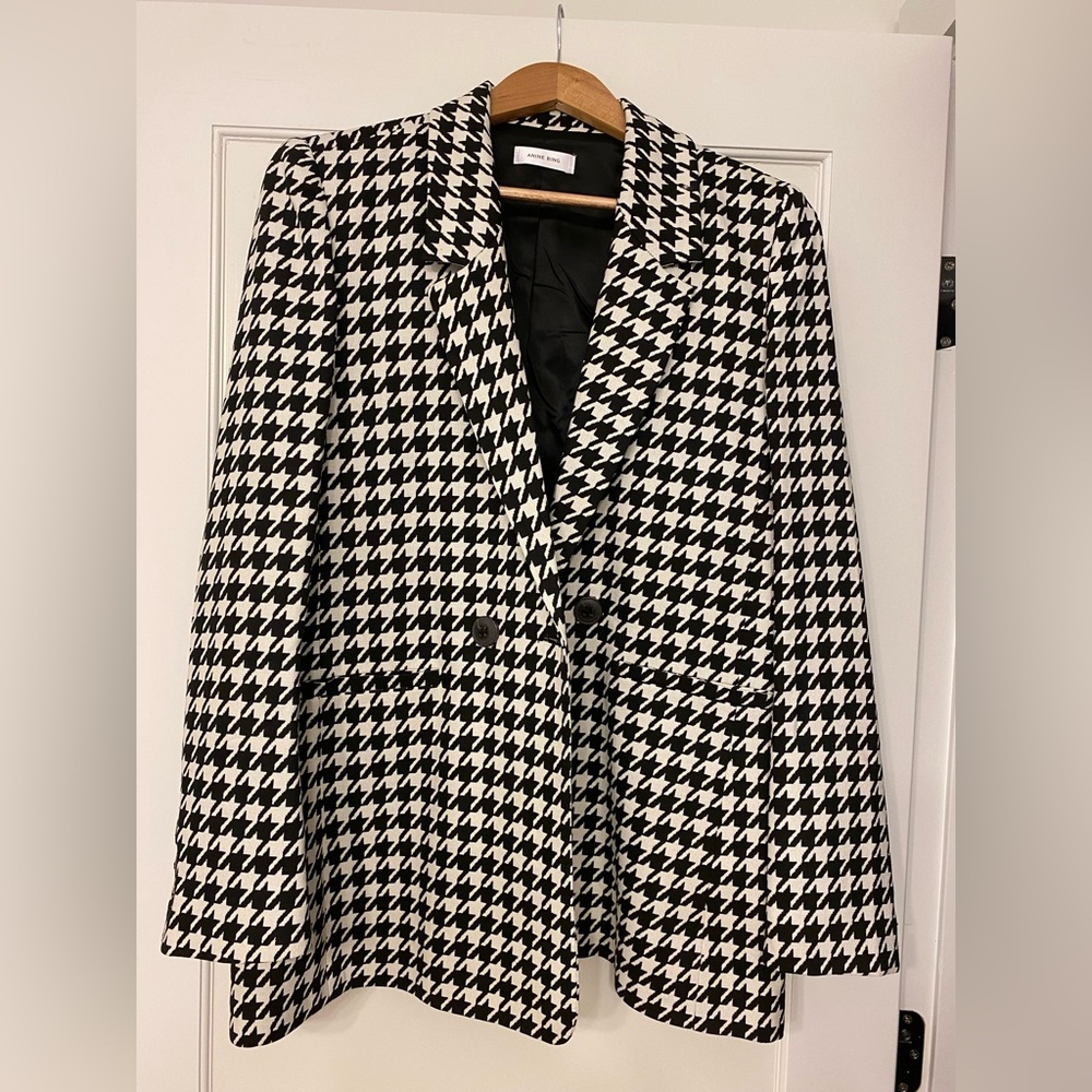 Anine Bing blazer, houndstooth black&white, size L, never worn